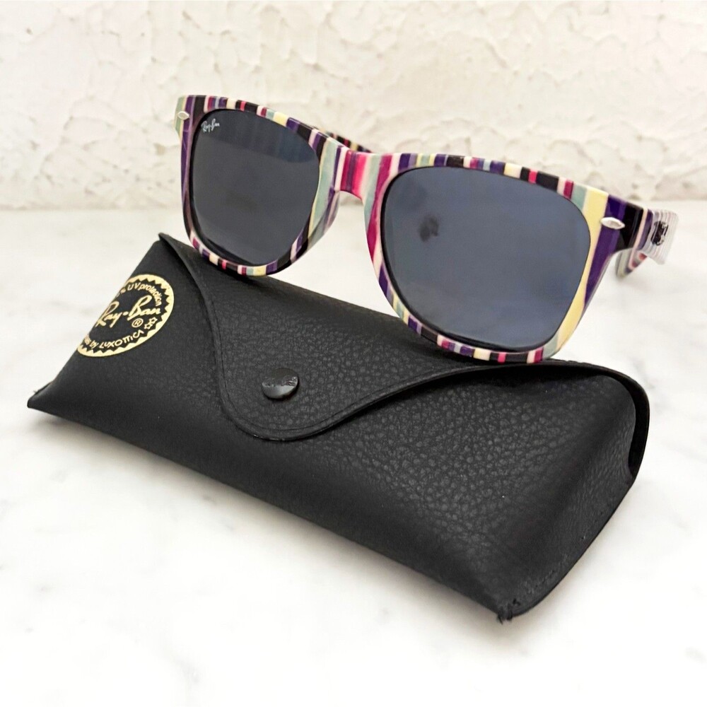 Ray-Ban RB2140 Original Wayfarer Striped Multicolor Sunglasses Scratched Lens